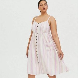 Torrid Midi Linen Multi Stripe Dress